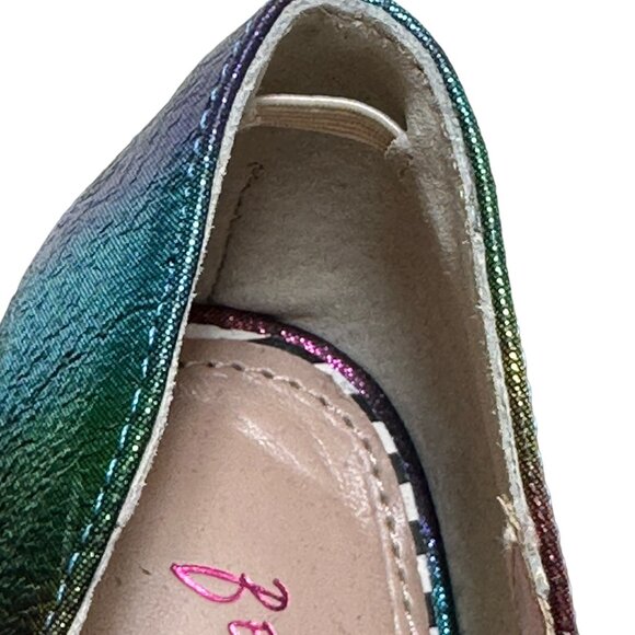 Rainbow metallic heels with bows by Betsey Johnson Size 7 - Picture 7 of 10